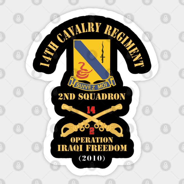 Army - 14th Cavalry Regiment w Cav Br - 2nd Squadron - Operation Iraqi Freedom - 2010 - Red Txt X 300 Sticker by twix123844